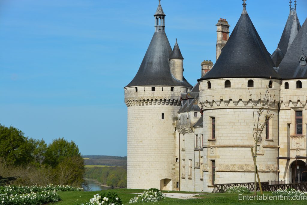 Château de Chaumont-sur-Loire overlooking the Loire River, showcasing its Renaissance towers and fortified façade