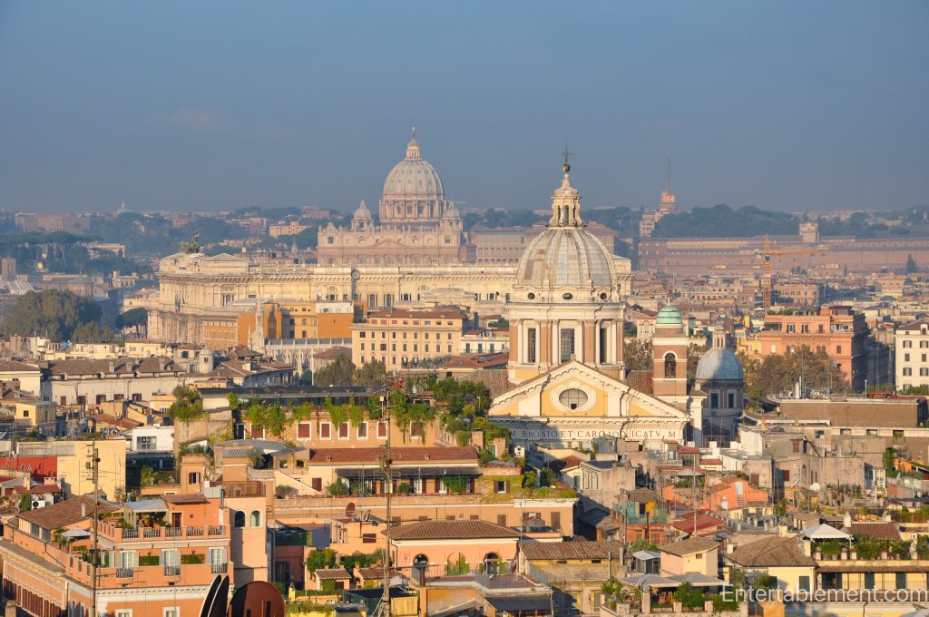 Panoramic view of Rome late in the day