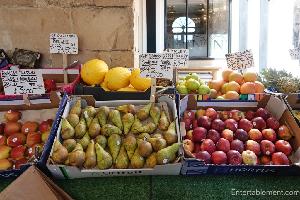Fresh fruit and vegetables displayed at Ludlow's market